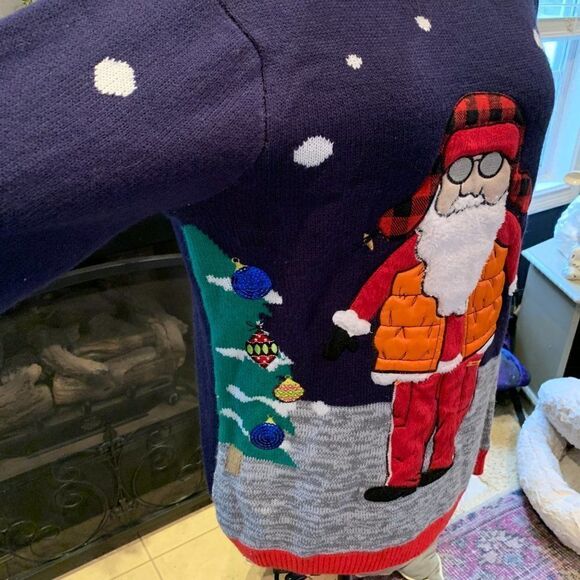 Jolly Sweater Men's Unisex Ugly Christmas Sweater Hunter orange Santa M … - Picture 5 of 12